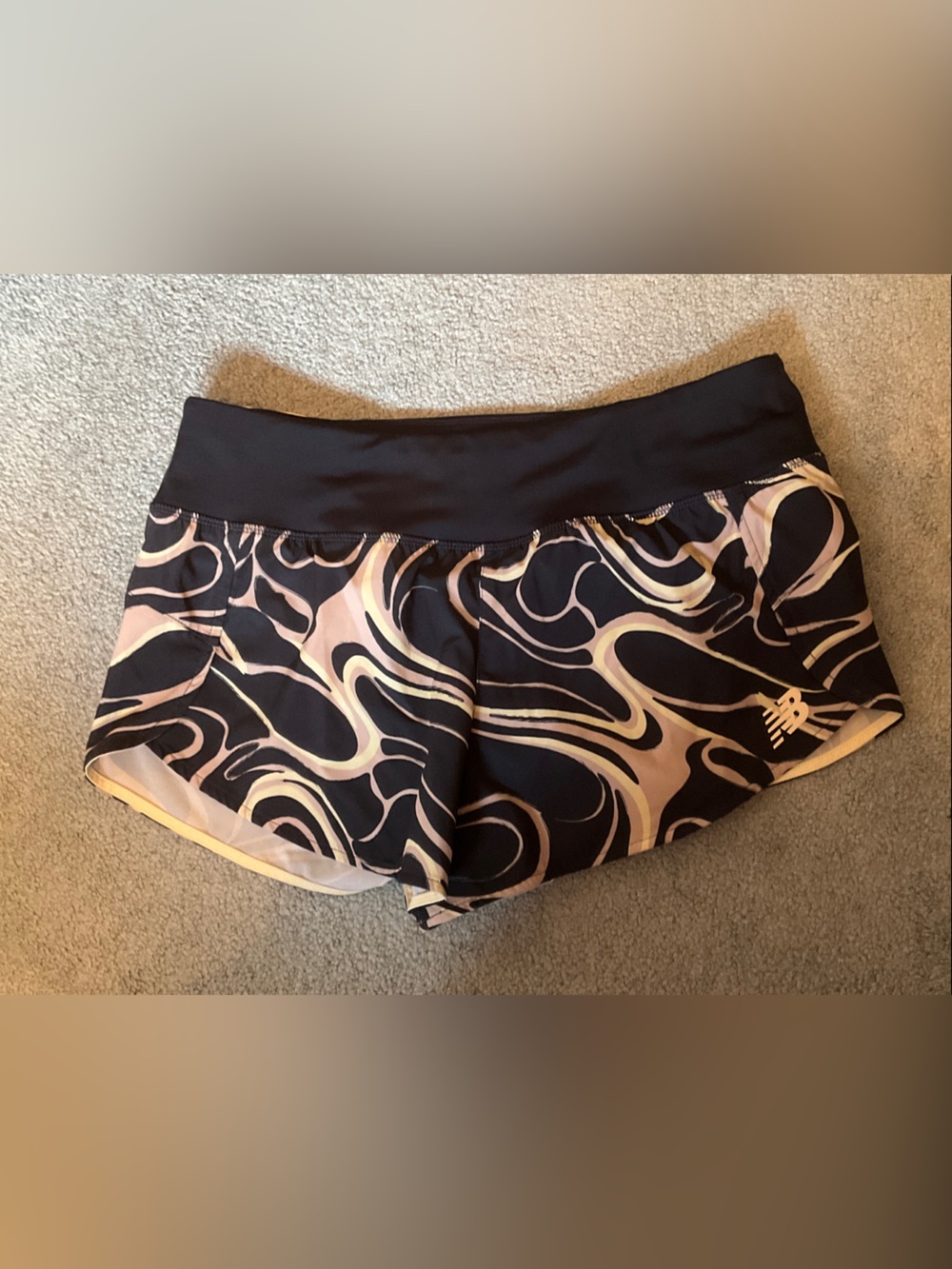 New Balance Navy blue and Light Pink Swirl Athletic Shorts